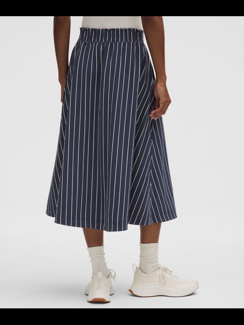 lululemon athletica Navy and White Pinstripe Midi Skirt - Picture 2 of 5